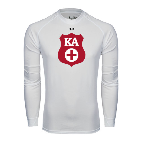 Kappa Alpha Under Armour White Long Sleeve Tech Tee-KA Shield