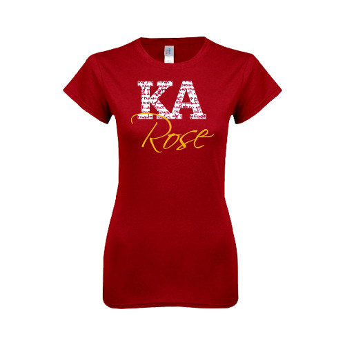 Kappa Alpha Next Level Womens Cardinal Boyfriend Tee-KA Script Fill Rose