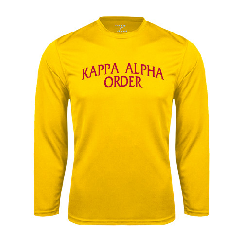 Kappa Alpha Gold Performance Long Sleeve Shirt-Arched Kappa Alpha Order