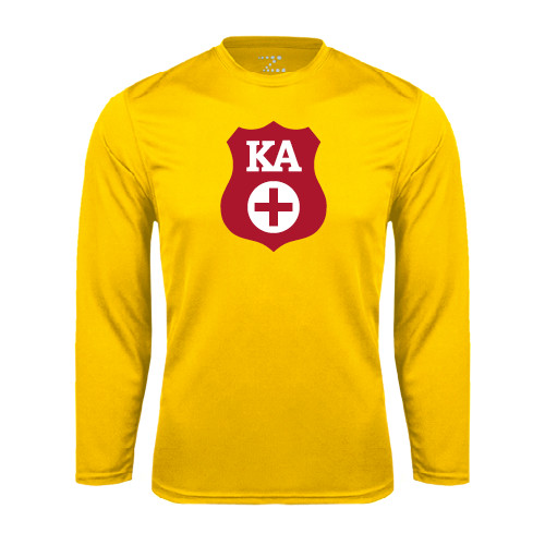 Kappa Alpha Gold Performance Long Sleeve Shirt-KA Shield