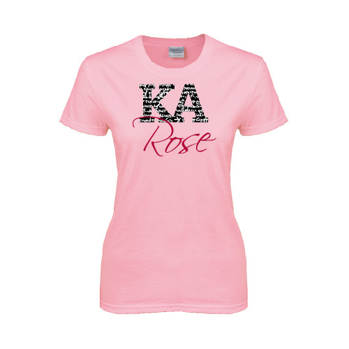 Kappa Alpha Womens Pink Short Sleeve Tee-KA Script Fill Rose
