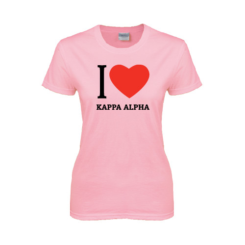 Kappa Alpha Womens Pink Short Sleeve Tee-I Heart Kappa Alpha