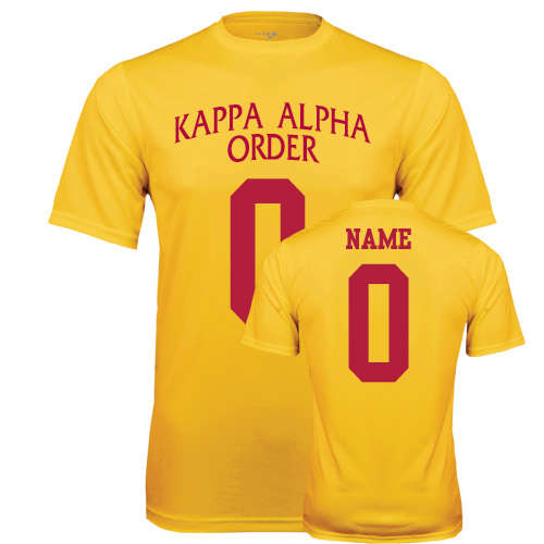 Kappa Alpha Gold Performance Tee-Kappa Alpha Custom Tee w/ Name & Number