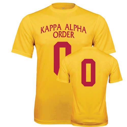 Kappa Alpha Gold Performance Tee-Kappa Alpha Custom Tee w/ Number