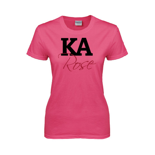 Kappa Alpha Womens Hot Pink Short Sleeve Tee-KA Rose