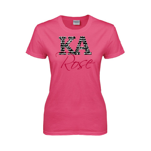 Kappa Alpha Womens Hot Pink Short Sleeve Tee-KA Script Fill Rose
