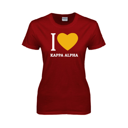 Kappa Alpha Next Level Womens Cardinal Short Sleeve Tee-I Heart Kappa Alpha