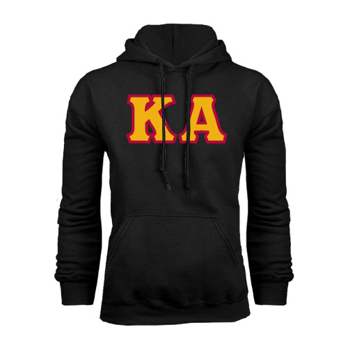Kappa Alpha Black Fleece Hoodie-KA Tackle Twill, Tackle Twill