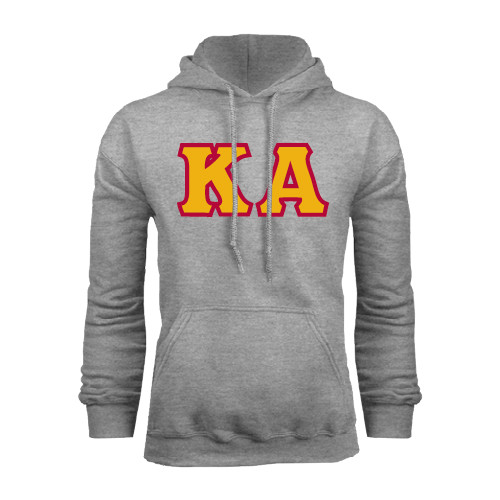 Kappa Alpha Grey Fleece Hoodie-KA Tackle Twill, Tackle Twill