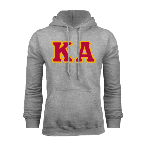 Kappa Alpha Grey Fleece Hoodie-KA Tackle Twill, Tackle Twill
