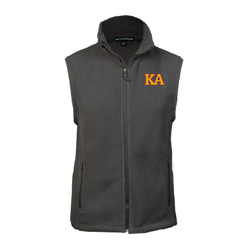 Kappa Alpha Charcoal Fleece Full Zip Vest-Two Color KA