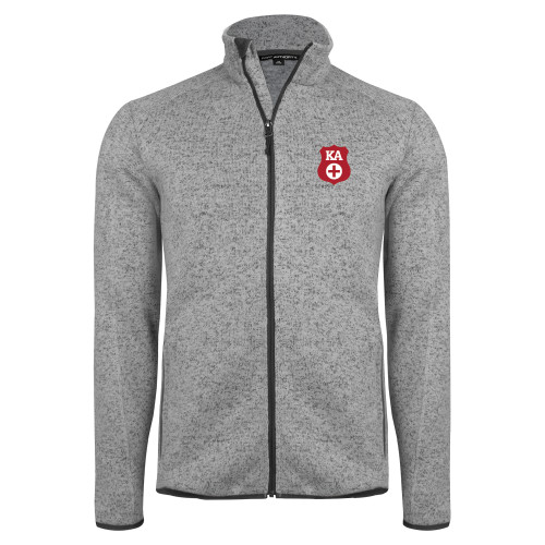 Kappa Alpha Grey Heather Sweater Fleece Jacket-KA Shield