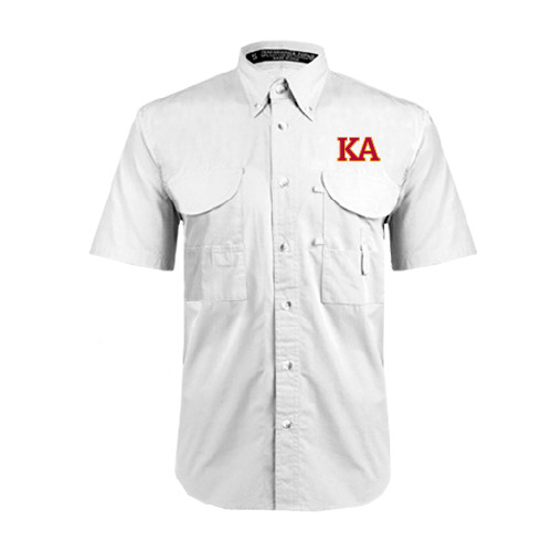 Kappa Alpha White Fishing Shirt Performance Short Sleeve-Two Color KA