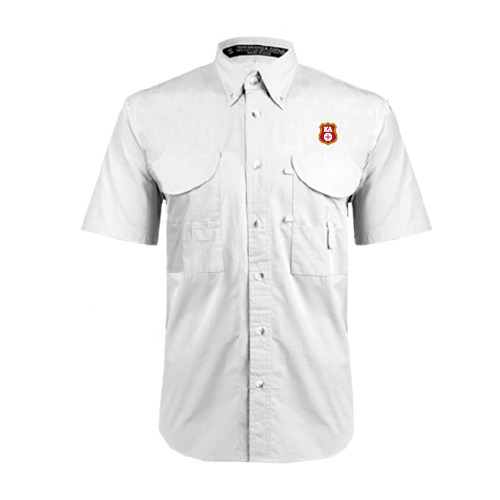 Kappa Alpha White Fishing Shirt Performance Short Sleeve-KA Shield
