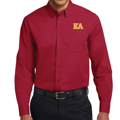 Kappa Alpha Twill Button Down Long Sleeve Cardinal-Two Color KA