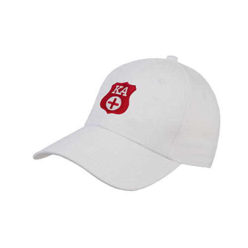  White Structured Adjustable Pro Style Hat - KA Shield