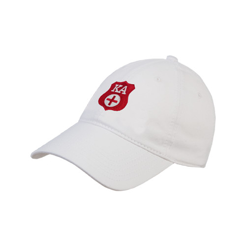  White Unstructured Adjustable Low Profile Hat - KA Shield