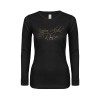 Thumbnail image for  Womens Black Long Sleeve V Neck Tee 