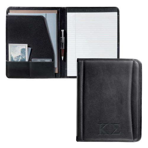 Millennium Black Leather Writing Pad-Kappa Sigma - Greek Letters - Debossed