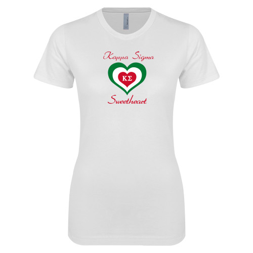 Next Level Womens White Boyfriend Tee-Kappa Sigma Sweetheart