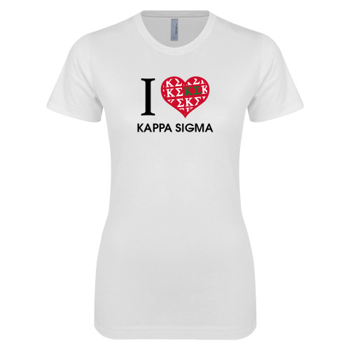 Next Level Womens White Boyfriend Tee-I Heart Kappa Sigma