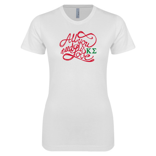 Next Level Womens White Boyfriend Tee-All you need is Love