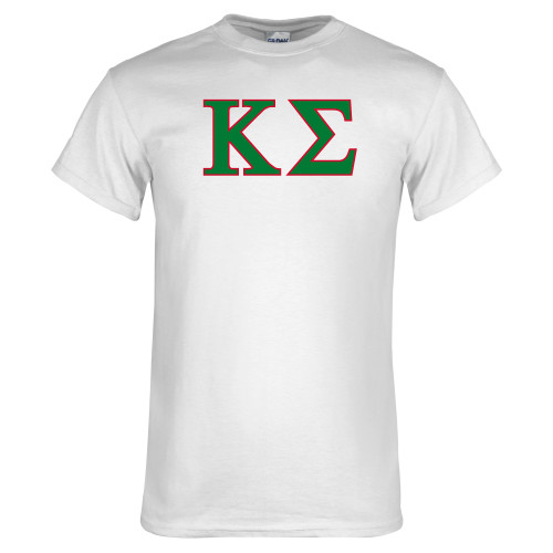 White T Shirt-Kappa Sigma - Greek Letters - 2 Color