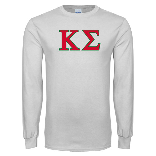 White Long Sleeve T Shirt-Kappa Sigma - Greek Letters - 2 Color