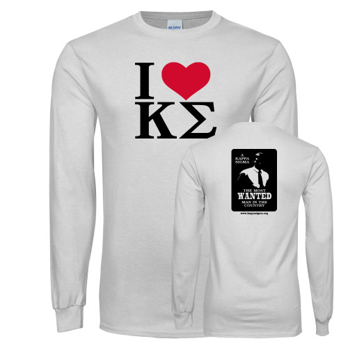 White Long Sleeve T Shirt-I Heart Kappa Sigma