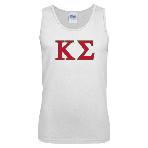 White Tank Top-Kappa Sigma - Greek Letters - 2 Color