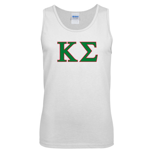 White Tank Top-Kappa Sigma - Greek Letters - 2 Color