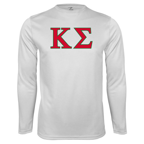 White Performance Long Sleeve Shirt-Kappa Sigma - Greek Letters - 2 Color