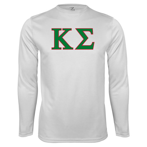 White Performance Long Sleeve Shirt-Kappa Sigma - Greek Letters - 2 Color
