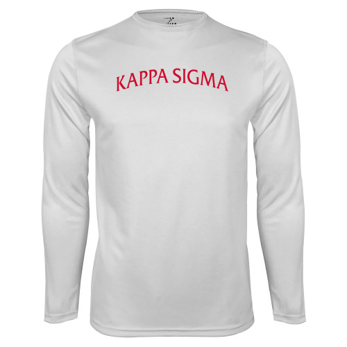 White Performance Long Sleeve Shirt-Arched Kappa Sigma