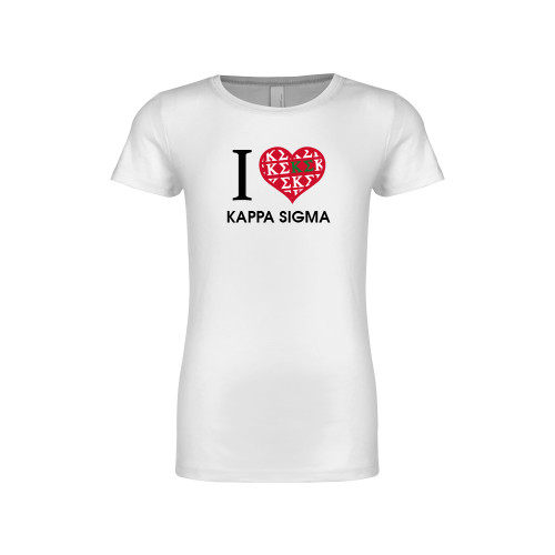 Next Level Girls White Fashion Fit T Shirt-I Heart Kappa Sigma