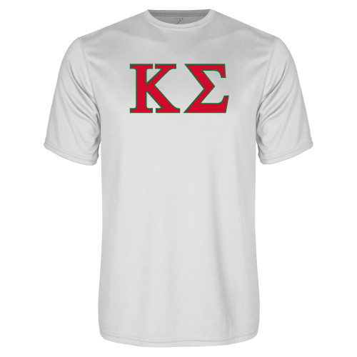White Performance Tee-Kappa Sigma - Greek Letters - 2 Color