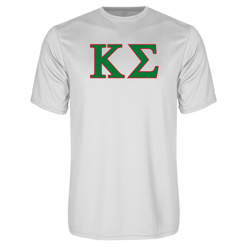 White Performance Tee-Kappa Sigma - Greek Letters - 2 Color
