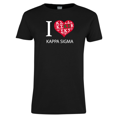 Womens Black Short Sleeve Tee-I Heart Kappa Sigma