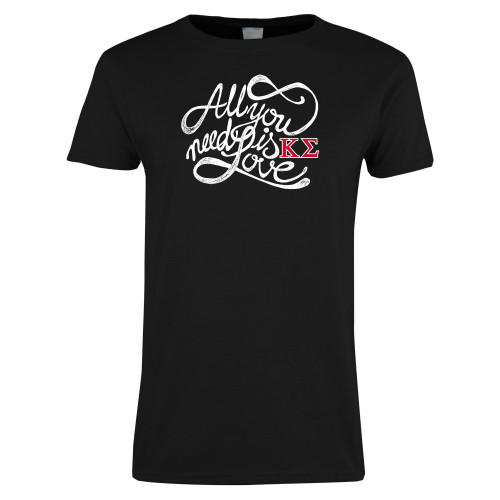 Womens Black Short Sleeve Tee-All you need is Love