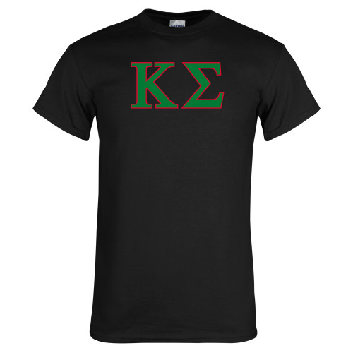 Black T Shirt-Kappa Sigma - Greek Letters - 2 Color
