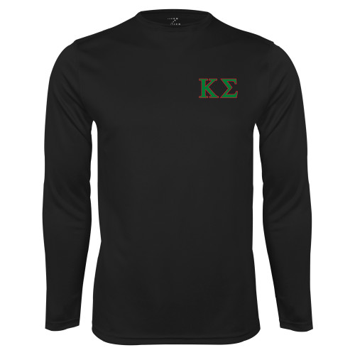 Black Performance Long Sleeve Shirt-Kappa Sigma - Greek Letters - 2 Color