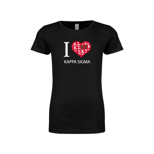Next Level Girls Black Fashion Fit T Shirt-I Heart Kappa Sigma