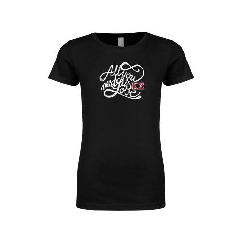 Next Level Girls Black Fashion Fit T Shirt-All you need is Love