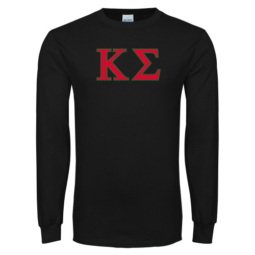 Black Long Sleeve T Shirt-Kappa Sigma - Greek Letters - 2 Color