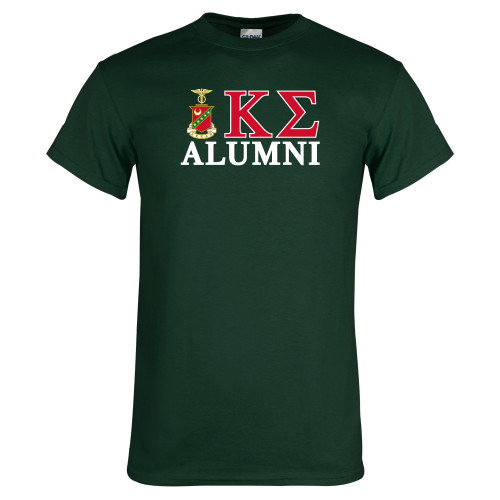 Dark Green T Shirt-Alumni Greek Letters Stacked
