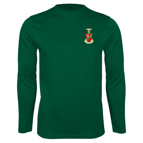 Dark Green Performance Long Sleeve Shirt-Crest