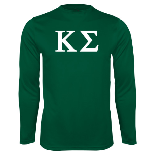 Dark Green Performance Long Sleeve Shirt-Kappa Sigma - Greek Letters