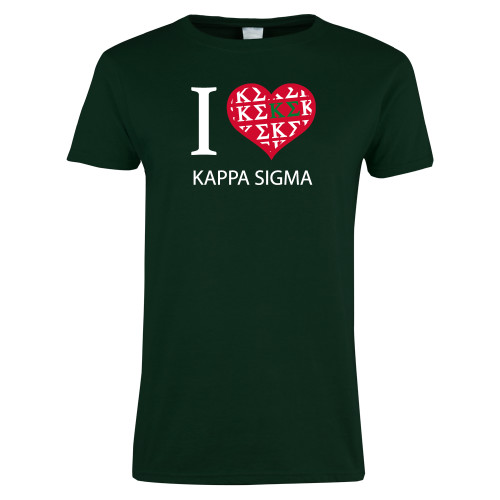 Womens Dark Green Short Sleeve Tee-I Heart Kappa Sigma