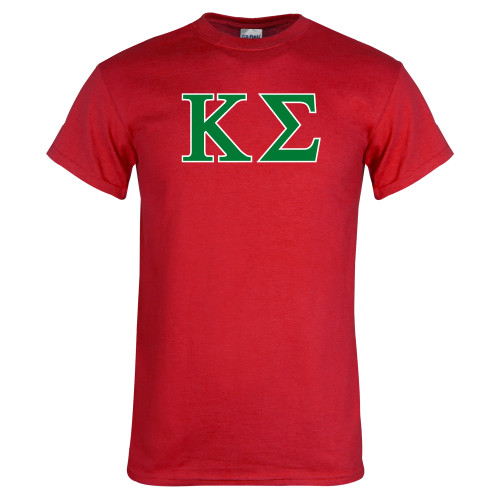 Red T Shirt-Kappa Sigma - Greek Letters - 2 Color