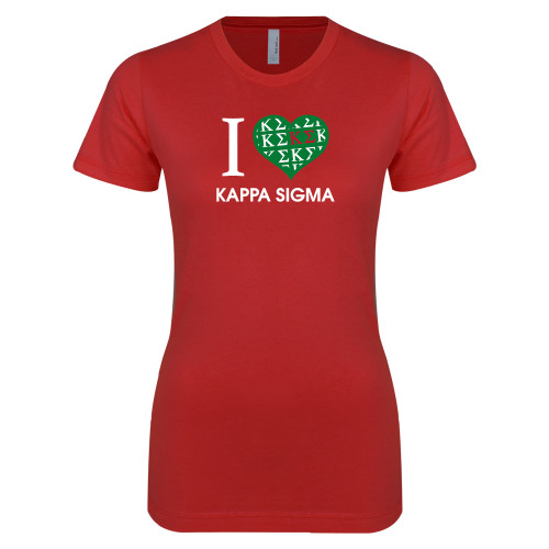 Next Level Womens Red Boyfriend Tee-I Heart Kappa Sigma